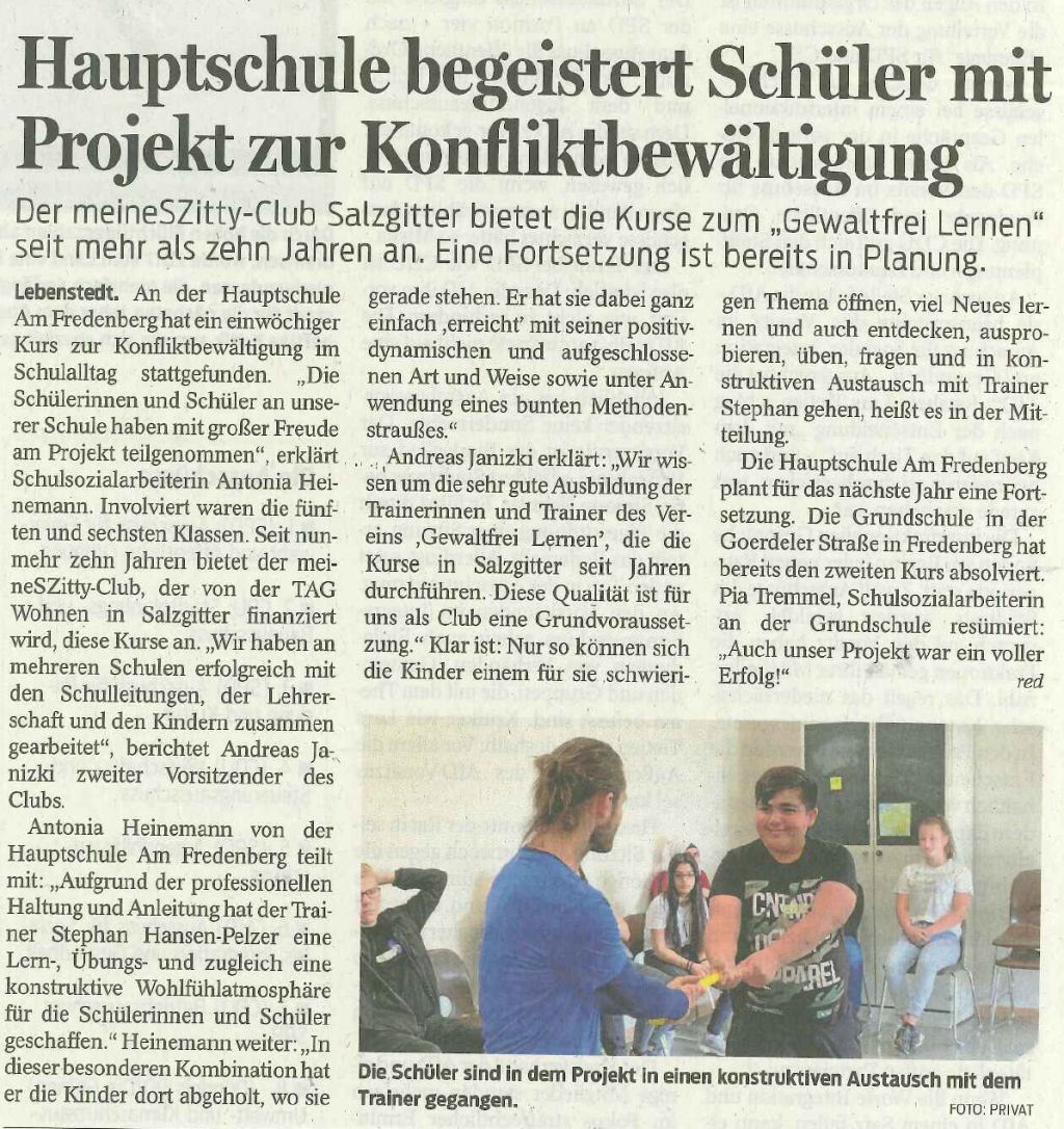 Gewaltfrei lernen Artikel SZ 2021.11.04